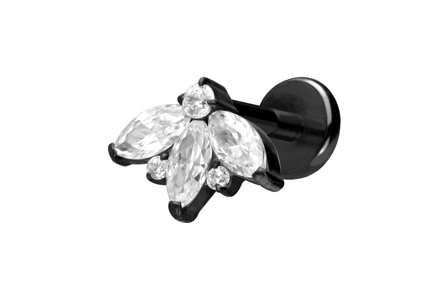 Titan Labret Piercing mit Push Fit LOTUSBLÜTE